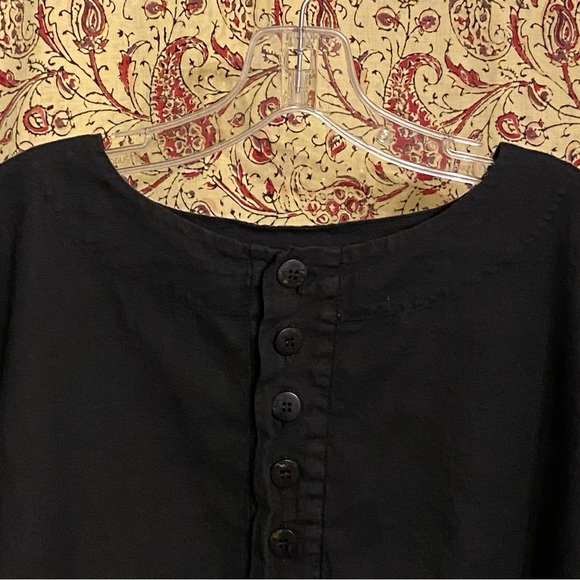 Blue Fish Black Hemp & Cotton Long Sleeve Top w Original Art - Picture 3 of 12